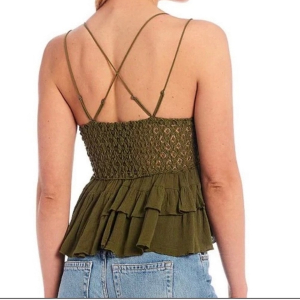 Free People Adella Cami, Olive Sparrow color, Size medium #017 - Picture 5 of 6